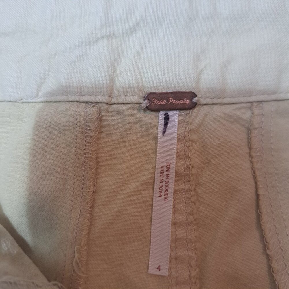 Free People High Street Brown Rice Trouser Shorts Sz 4 New Cotton/Linen - Picture 9 of 15